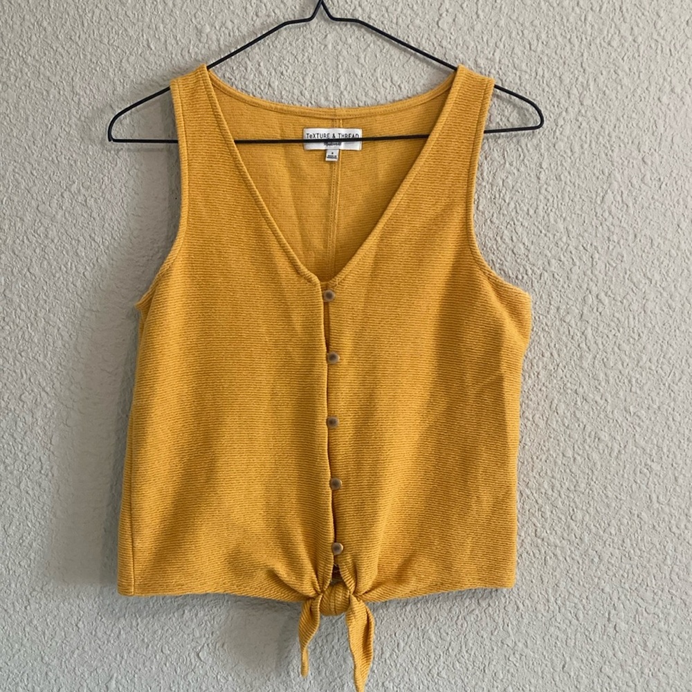 Madewell Mustard Yellow Tie-Front Sleeveless Tank